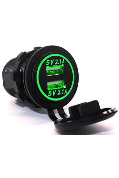 NO BRAND USB 4,2 A + VOLTMETRU 6-30 V + PRIZĂ PENTRU BRICHEȚĂ SET PANEL VERDE