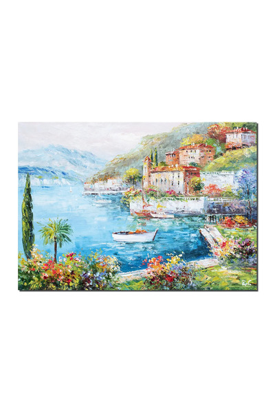 artnova Χειροποίητος πίνακας σαλονιού, Λίμνη Κόμο, Γωνιά του ουρανού, 70x50εκ...