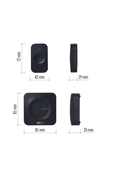 NO BRAND Sonerie wireless cu baterii, 2 receptoare, negru P5730