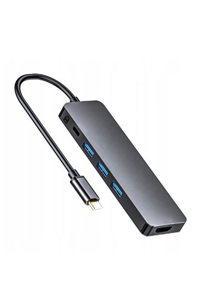 NO BRAND ADAPTOR HUB USB C MACBOOK AIR PRO M1 M2 M3 M4 HDMI USB 5-în-1 STAȚIE...