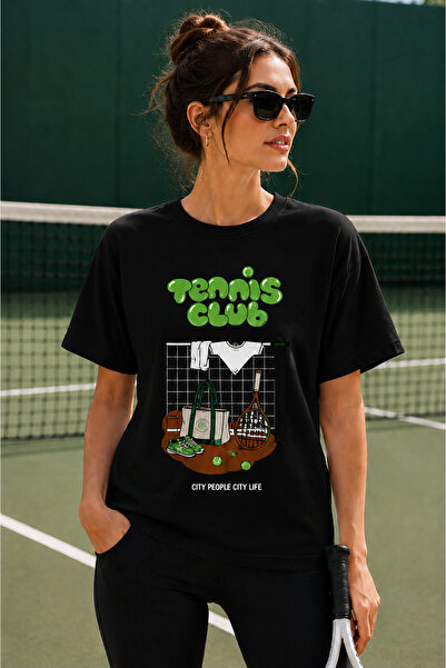 VODEXA Μπλουζάκι Unisex Oversize με στάμπα τένις, 100% βαμβάκι, με θέμα το τέ...