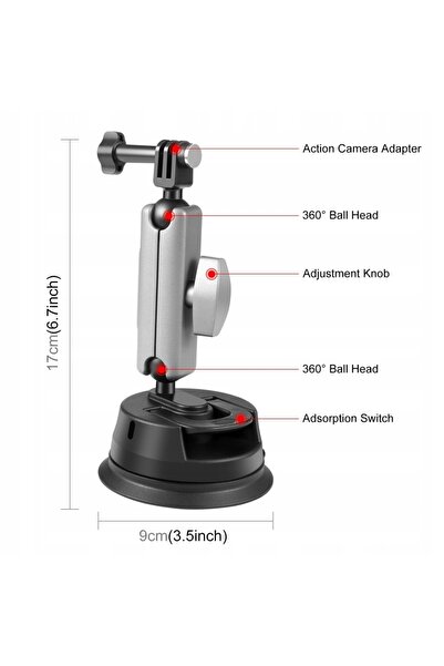 NO BRAND Suport cu ventuză pentru parbriz pentru GoPro 12 11 10 9 8 7 6 5 4 3...