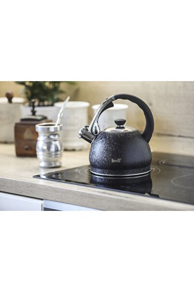 NO BRAND Ceainic clasic tradițional din oțel inoxidabil, negru, cu fluier, 2L...