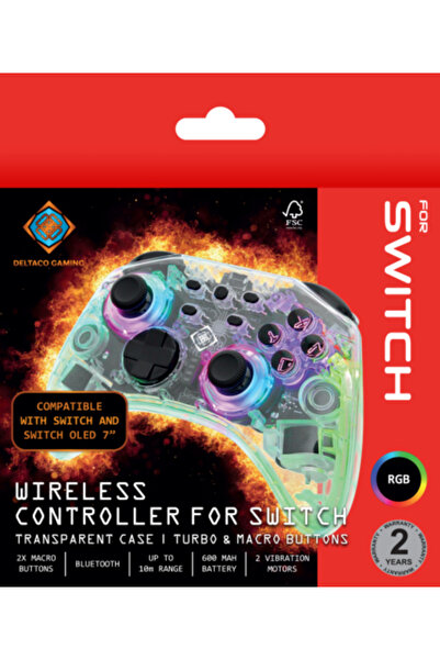 NO BRAND Pad Deltaco – Pad fără fir, transparent, RGB, compatibil cu Switch/P...