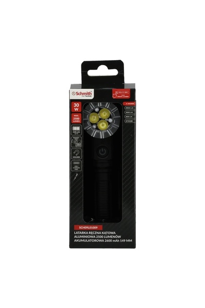 SCHMITH Lanternă de colț reîncărcabilă din aluminiu, 2500lm 2600mAh