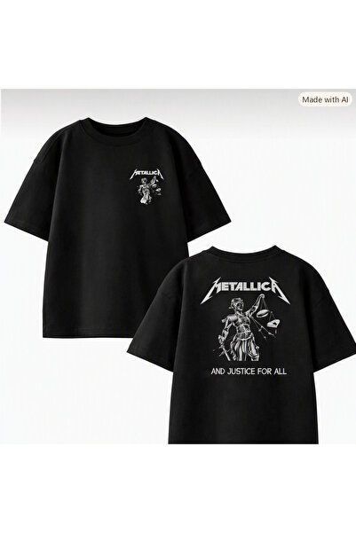 Oceanwear Metallica Rock Printed Short Sleeve Unisex Plain Black Tshirt