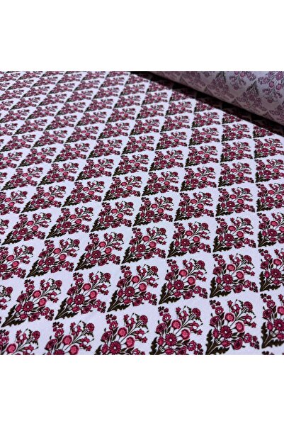 Bursa Kumaş Noktası Çiçek Buketi Desenli Krinkıl Kumaş Çift En %100 Pamuk