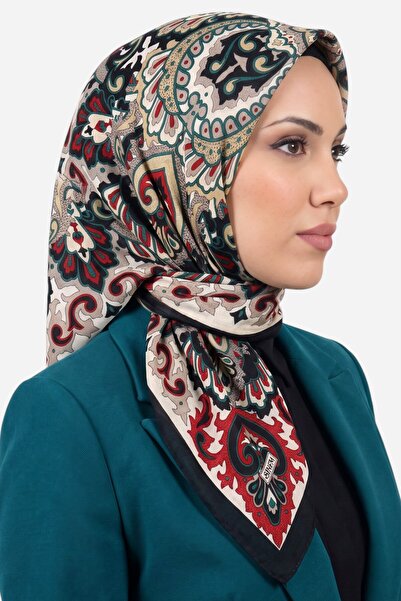 hadiora Women's Black Authentic Shawl Patterned Stitched Writing Cotton Chees...