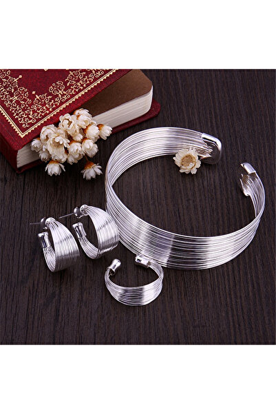 Choice resizable Silver 925 Sterling Silver Rings Bracelets Jewelry Set Women...