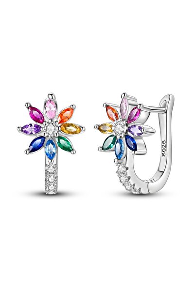 Choice1 KTE307 925 Sterling Silver Hoop Earrings Butterfly Rainbow Flower Tul...