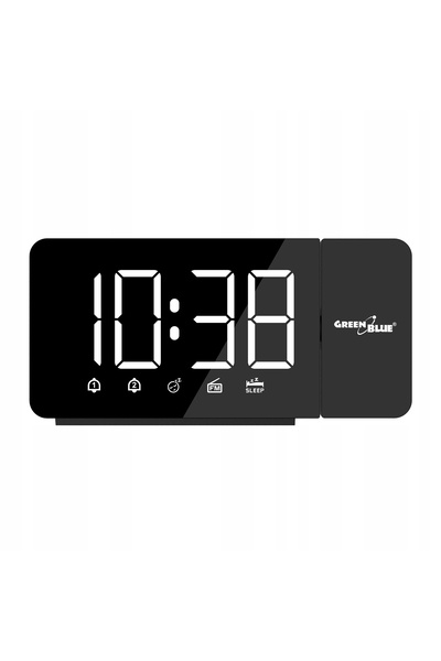 Greenbluespice Ceas cu radio digital LED cu proiector GreenBlue, radio FM, al...
