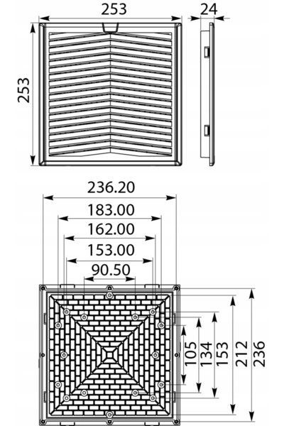 Elektro-Plast Opatówek Filtru WF15 pentru ventilator 253x253mm IP54 Gri