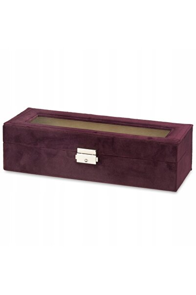 GIFTDECO Cutie pentru ceas cu capac de sticlă, elegantă, bordo, pentru cadou,...