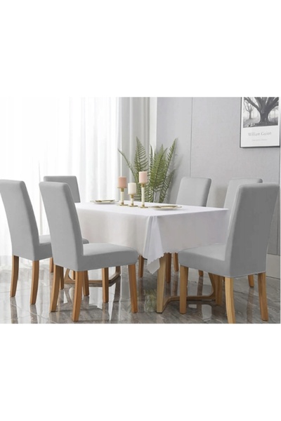 NO BRAND SET DE 6 HUSE NETEDE PENTRU SCAUN, CULOARE GRI METALIC, ELASTICE