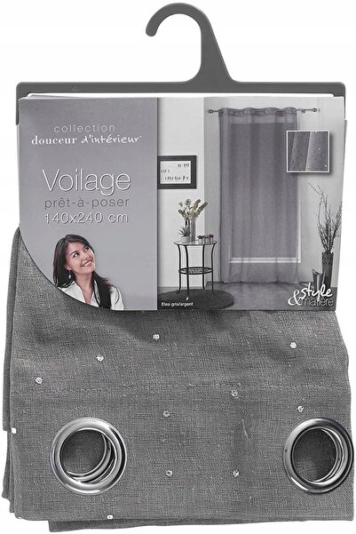 Douceur D'INTERIEUR PERDEA DECORATIVĂ PENTRU SUFRAGERIE, GRI, 140x240