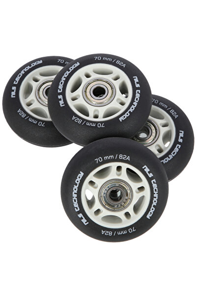 Nils Extreme Roți de patine cu rotile din cauciuc negru de 70mm, set de 8 Rul...