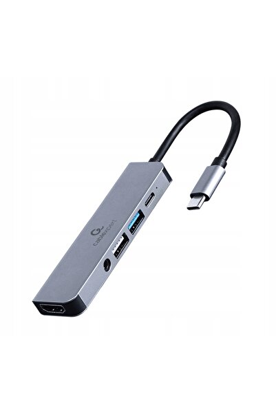 Gembird Adaptor USB-C 5 în 1, PD, HDMI, Audio, USB 3.1, USB 2.0