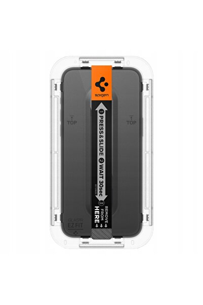 Spigen Sticlă de protecție 9H cu ramă neagră pentru Apple iPhone 15 Pro Max