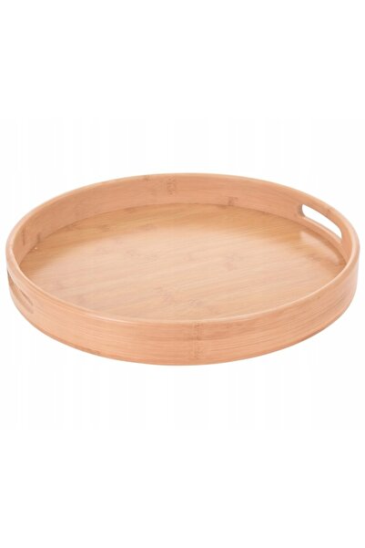 Excellent Houseware Tavă rotundă din bambus cu mânere, 40cm, Suport decorativ...
