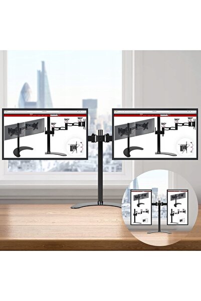 Duronic Suport de birou pentru două monitoare LCD, pivotant, 27