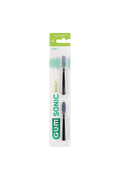 NO BRAND GUM SONIC DAILY Capete de periuță de dinți moi, negre - 3x2 bucăți
