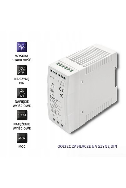 Qoltec Sursă de alimentare pentru șină DIN 40W 12V 3.33A Subțire