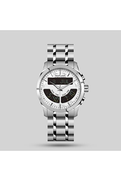 Generic Brand Modern Al-Fajr Dual Time Silver Iron Watch Model Al219Sb