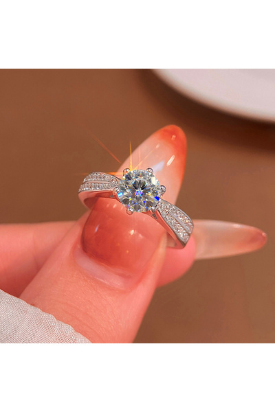 Choice4 6 Silver 1 carat Moissanite 1CT Certified Moissanite Diamond Gold Whi...