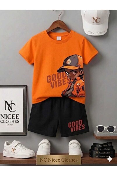 Leto Lykia Summer Children's T-Shirt Shorts Unisex (Good Vibes Printed)