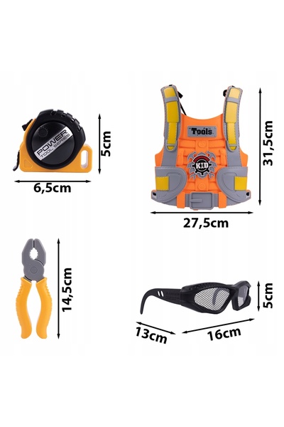 NO BRAND Kit DIY pentru copii: Unelte, cască cu LED și vestă - Cadou