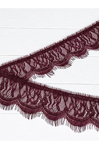 Naz Atölye Bordo Esnek Sakallı 5 Cm Dantel Şerit – 2 Adet 220 cm Kupon Parça