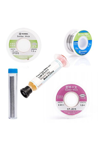 TECHREBAL Flacon de cositor + Cositor 50g + Sârmă cositorită 1.5mm + Sârmă co...