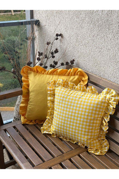KaiAtelier Lemonade 2-Piece Ruffled Zippered Linen Pillowcase Set