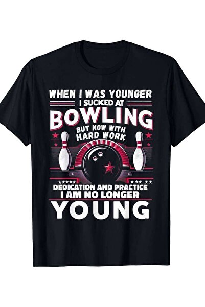 NOURAM Men's Bowling-Themed T-Shirt 3XL Retro Black Pin Design With Slogan "H...