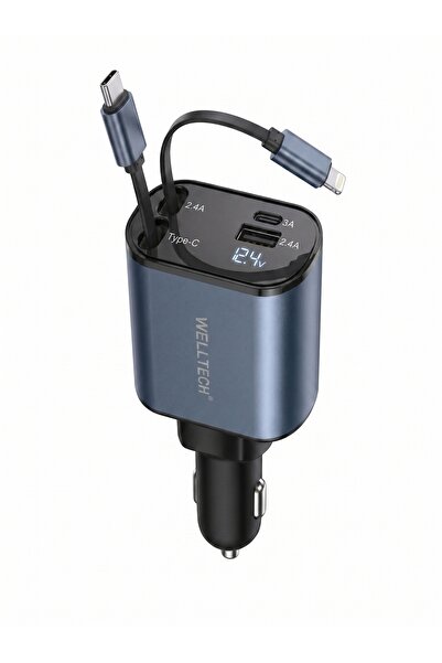 WELLTECHINTERNATIONAL WELLTECH CC1000 120W 4-in-1 Fast Car Charger with USB-C...