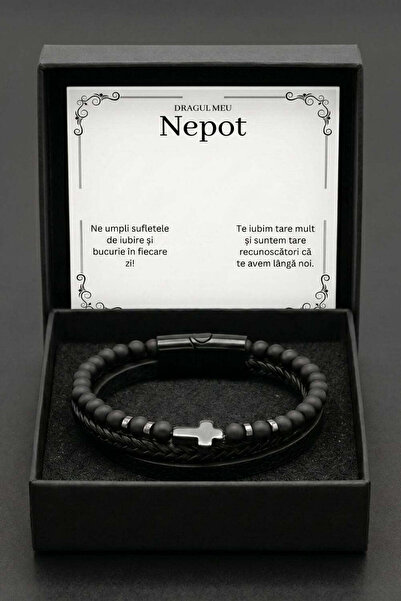 The Jewel Heart Brățară din Piele pentru Bărbați, cu Mesaj Personalizat, Cado...