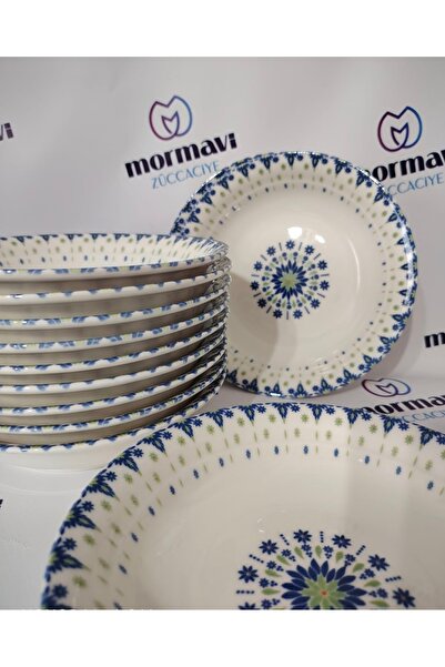 Güral PORSELEN YEŞİM 12 ADET 17 CM(KÜÇÜK) ÇUKUR YEMEK TABAK