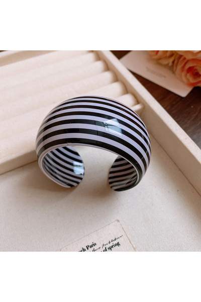choice2 Style2 Creative Design Acrylic Striped Wide Opening Bangles for Womne...