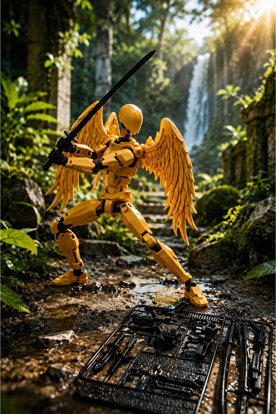 tinylab 3d Robot Dummy Gold Kanatlı Oynar Eklemli Hareketli Oyuncak Aksiyon F...