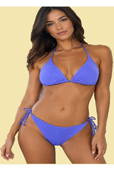 Kadın Lila Üçgen Şık Bikini Takım
