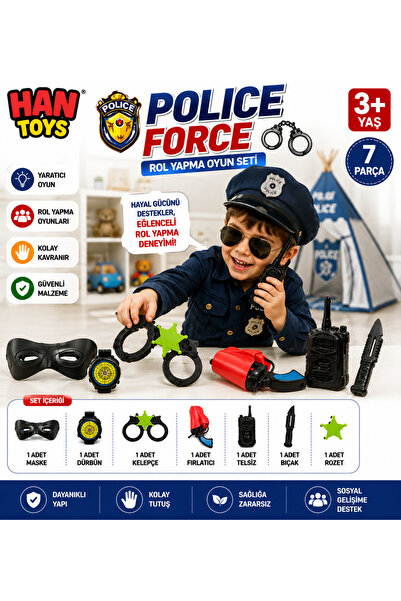 Han toys Polis Temalı Rol Yapma Oyun Seti – 9 Parça Oyun Aksesuarı | 3+ Yaş