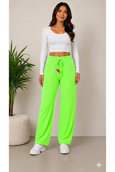 Derya Kurşun Pocketless Elastic Waist Ribbed Trousers 9009