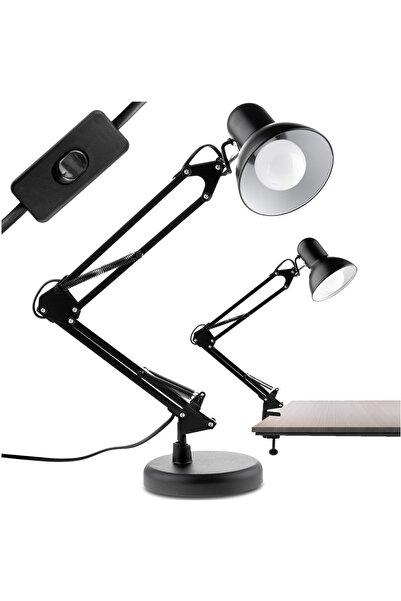 Lumiled Lampă de birou TOBI E27 Neagră pentru desen tehnic + Suport de masă