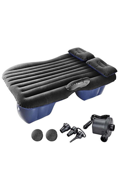 Generic Saltea auto gonflabilă 2 în 1 cu Pompă Electrică 12V, 138x85cm, Albastru