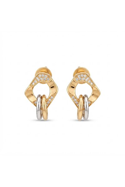 PIETRICELE Cercei Elegant, Argint 925 placat cu aur și rodiu, zirconii