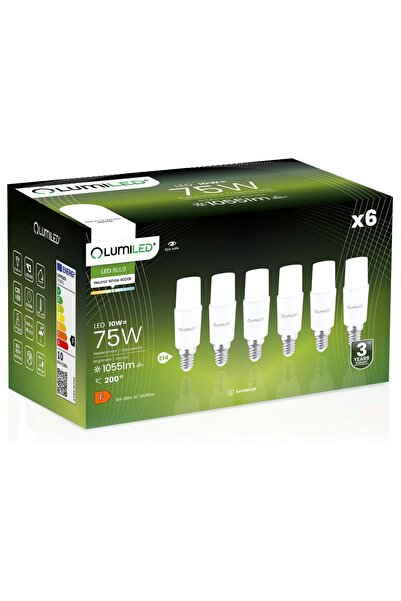 Lumiled 6x Bec LED E14 Tubular T37 10W = 75W 1055lm 4000K Neutru 200 °