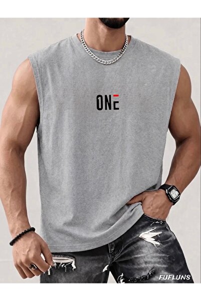 FUFLUNS One Printed Men's Regular Fit Crew Neck Sports Sleeveless T-Shirt