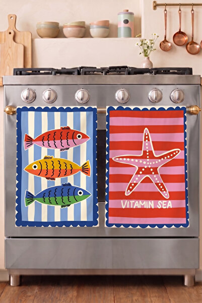 ecemre beach towel Patterned (Printed) Kitchen Towels (Set of 2) |   30×50 cm