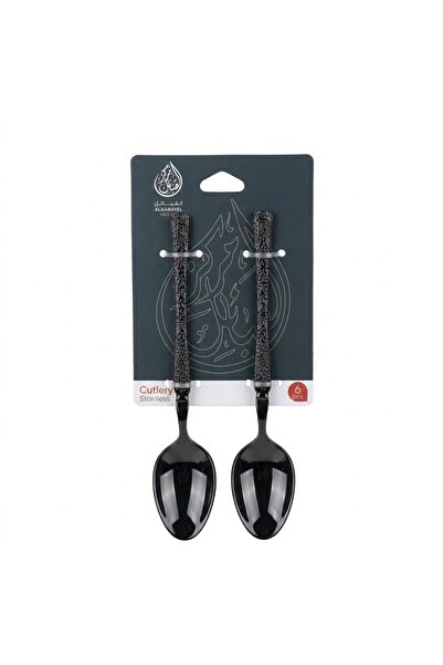 AKDC Black Stainless Steel Spoon Set of 6 - 15 cm