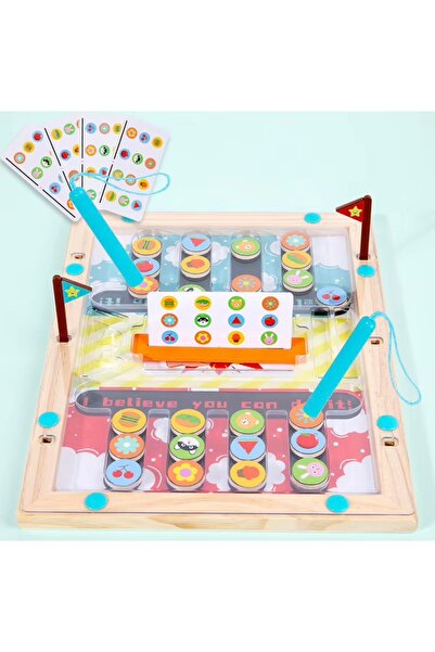 Generic Brand Magnetic Matching Maze Board Game - 2 Player Wooden Puzzle Race...